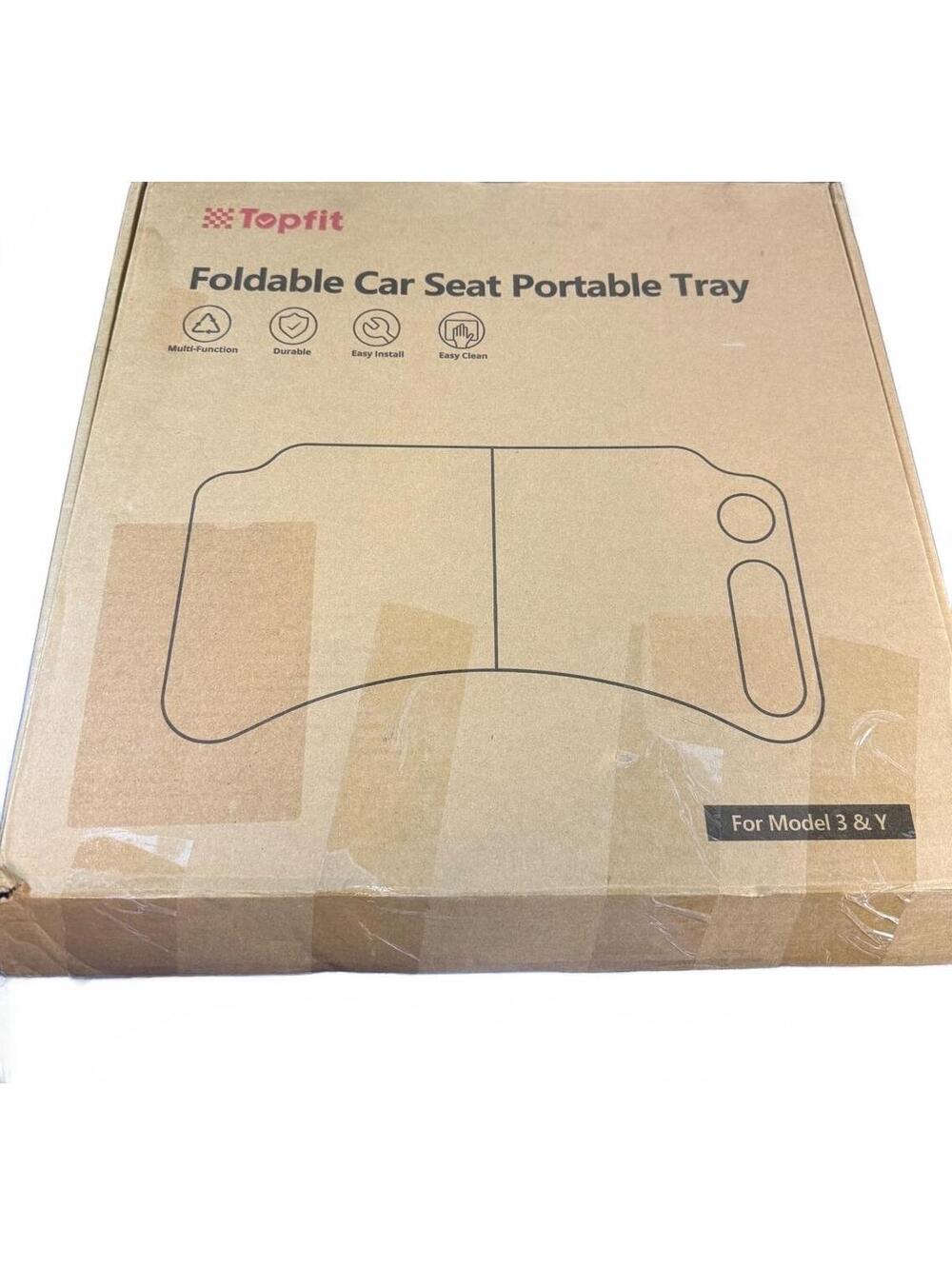 Topfit Foldable Car Seat Portable Tray for Tesla Model 3 & Y Laptop Table Black